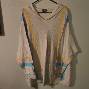 Torrid Cream Poncho with Pastel Stripes